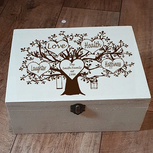 Personalised FAMILY TREE laser engraved tea tray mothers day  wedding trinket box small delicate box crates wood boxes farmhouse