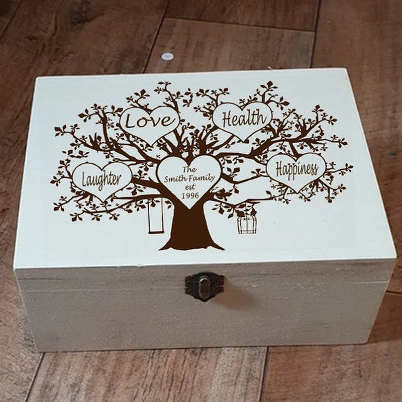 Personalised FAMILY TREE laser engraved tea tray mothers day  wedding trinket box small delicate box crates wood boxes farmhouse