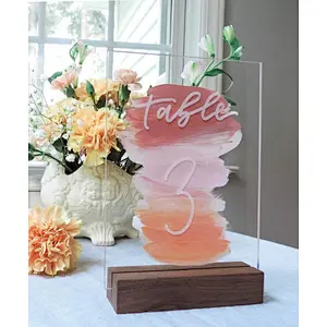 5x7 Clear Blank Acrylic Sheets with Rustic pine Wood Stand Holder Perfect for Table Number Signs Christmas Party Sign