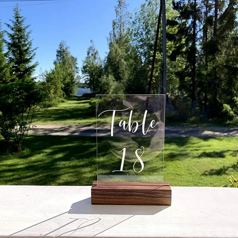 Rustic Acrylic Sign Holders Wood Table Numbers Display Stands  Place Card Holder, Perfect for Retail Shop Wedding Part