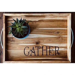 Rustic Wood Tray with Handles - Nordic Tray