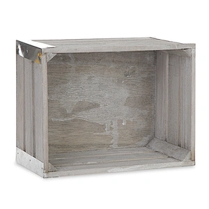 Rect Wooden Fruit  Crate with Metal Corner Set of Three - Antique Grey