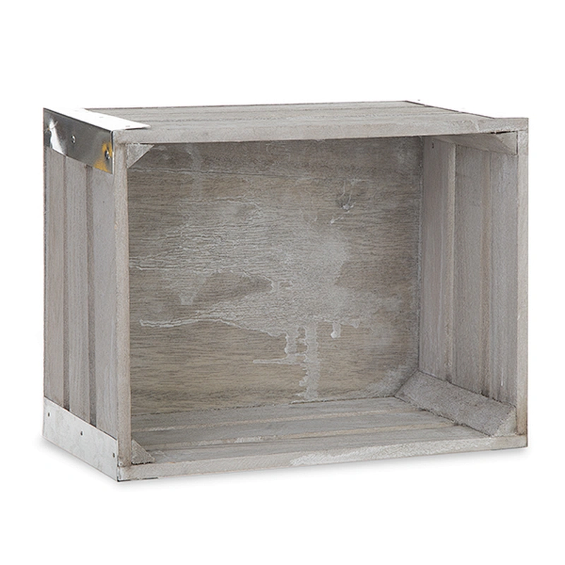 Rect Wooden Fruit  Crate with Metal Corner Set of Three - Antique Grey