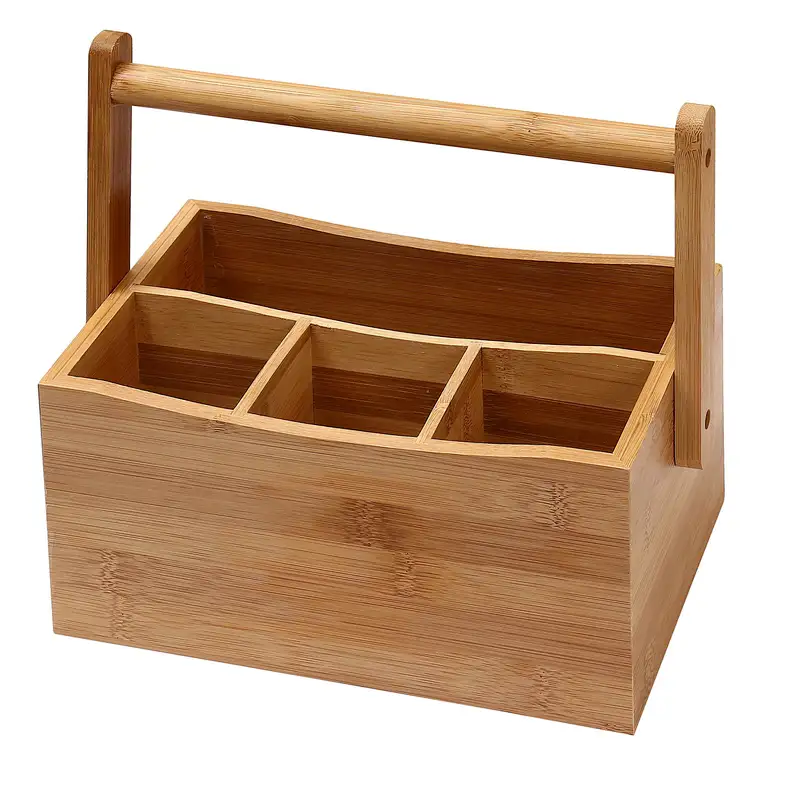 Rustic wholesale antique big cheaper delicate practical Cutlery case tool storage   wooden Bottle Carrier basket