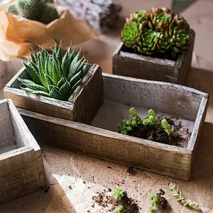 Wood Planter, Decorative Box,  Houseplant Box-RusticReach Four Piece Solid Wood Table Box Set
