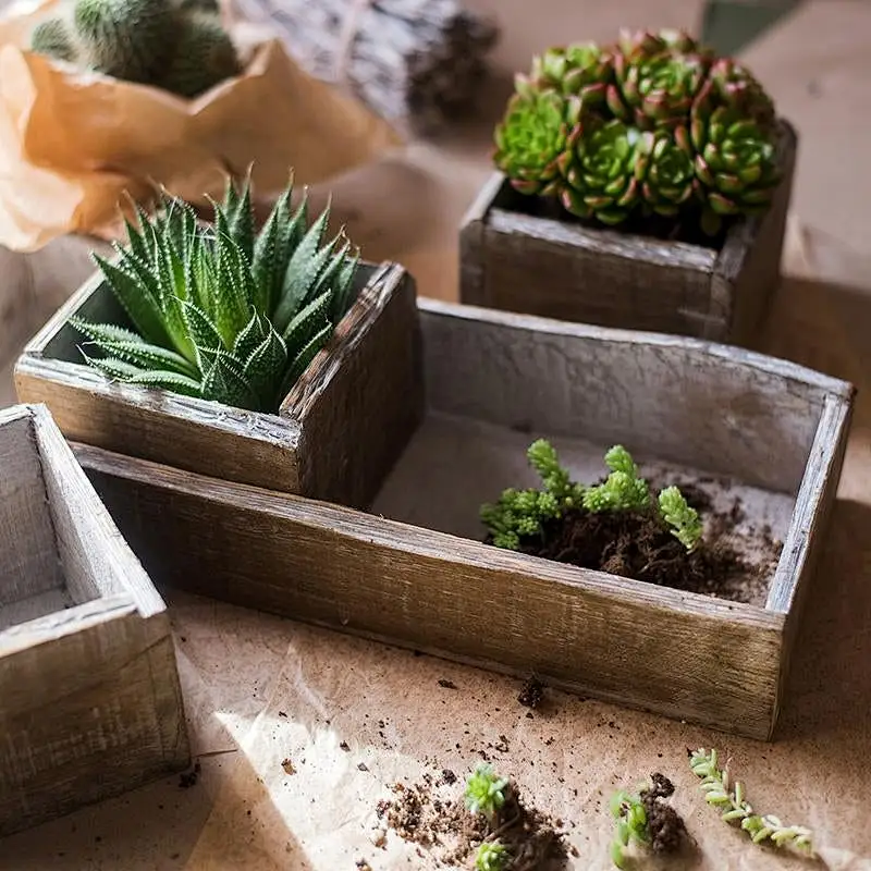 Wood Planter, Decorative Box,  Houseplant Box-RusticReach Four Piece Solid Wood Table Box Set