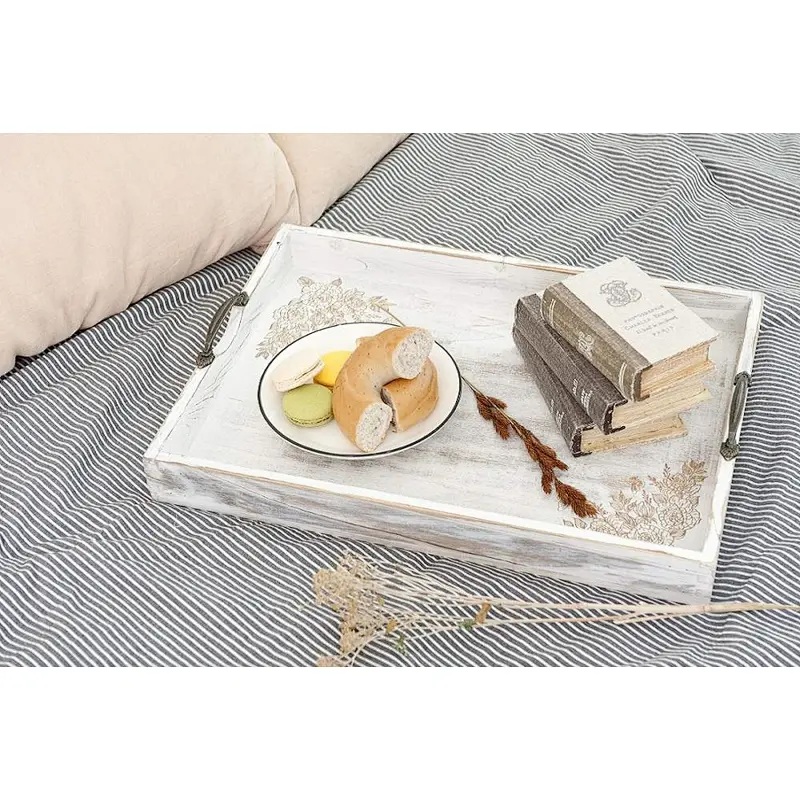 Vintage Rustic Design Storage Tray Wooden Serving Trays Wooden Trays For Decoration Wood Dinner Plate Tray Bread Wooden Ottoman