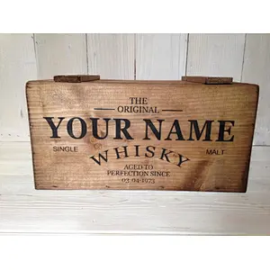 Christmas Whisky/Wine Wooden Crate Storage Box with lid