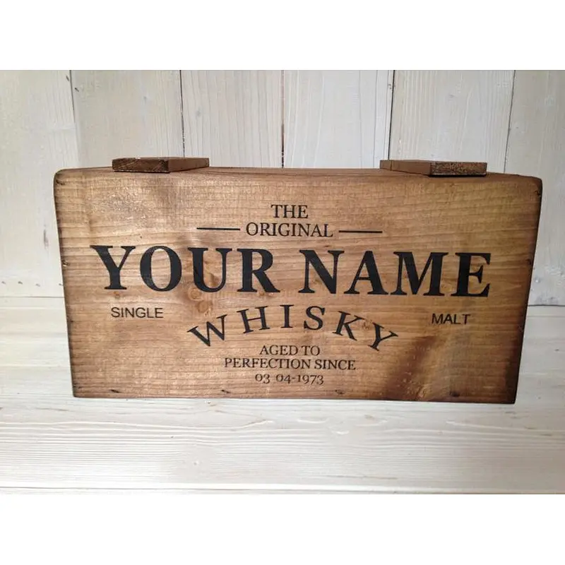 Christmas Whisky/Wine Wooden Crate Storage Box with lid