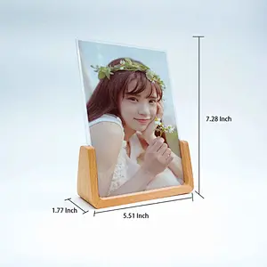 Frame with Wooden Holder Stand for Office Home Decor
