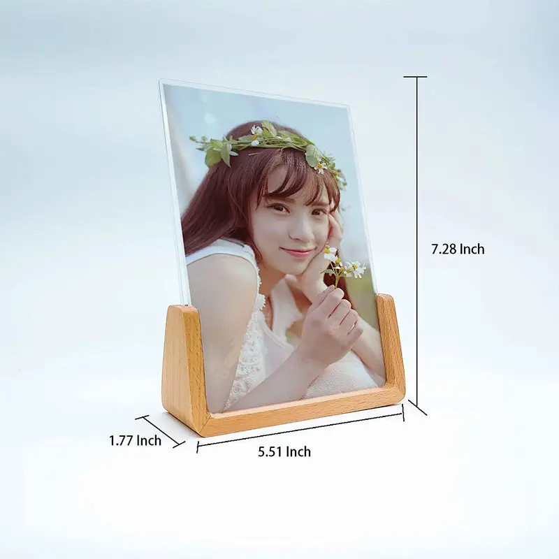 Frame with Wooden Holder Stand for Office Home Decor
