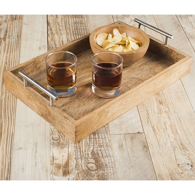 Rusticity Wooden Serving Tray for DiningWooden Trays and BoxesWooden Trays For DecorationWooden Tray With HandleStorage Tray