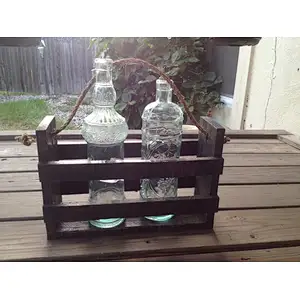 Handmade Rustic Bottle Carrier,Reclaimed Wood Wine Tote, Rustic Centerpiece