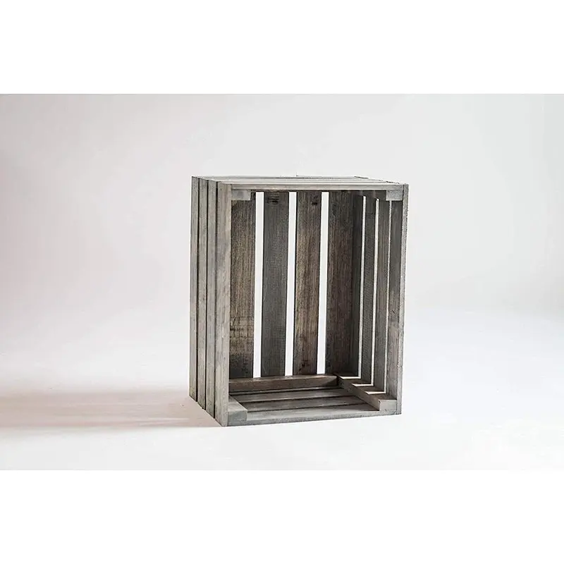 Antique Gray Stained Rustic Wood Crate-Elemantries Keeper & Mover | Fruits & Vegetables