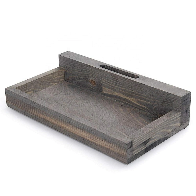 Rustic Wood Smartphone Stand & Catchall Valet Tray