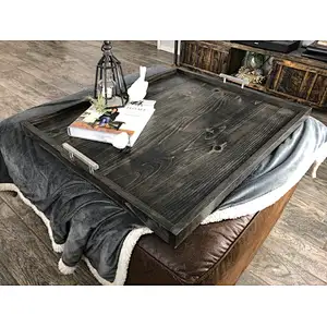 MODERN Ottoman Tray Oversized Wooden Tray  Square Coffee Table Tray