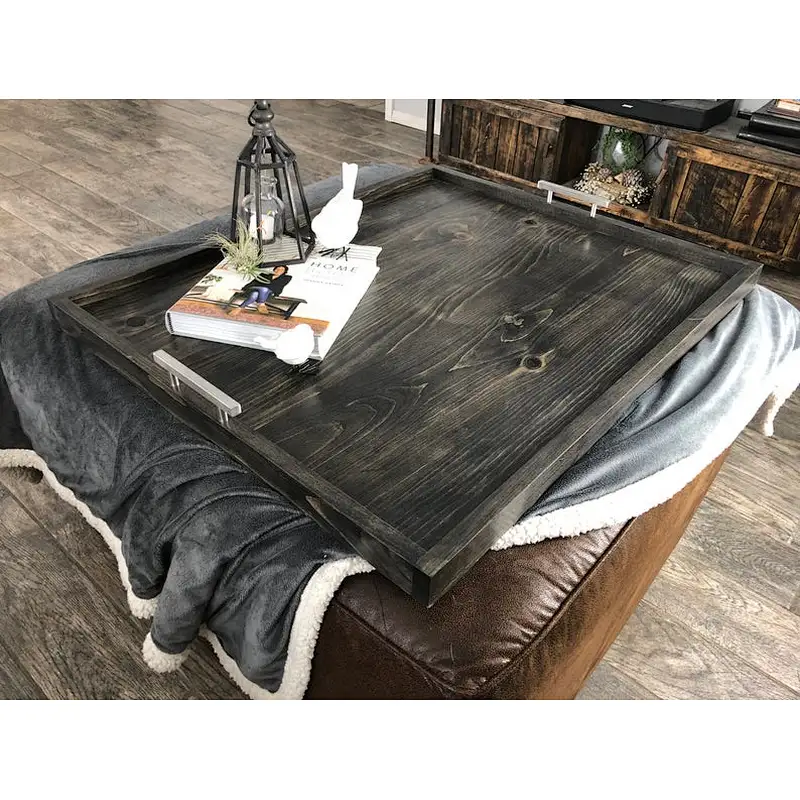 MODERN Ottoman Tray Oversized Wooden Tray  Square Coffee Table Tray