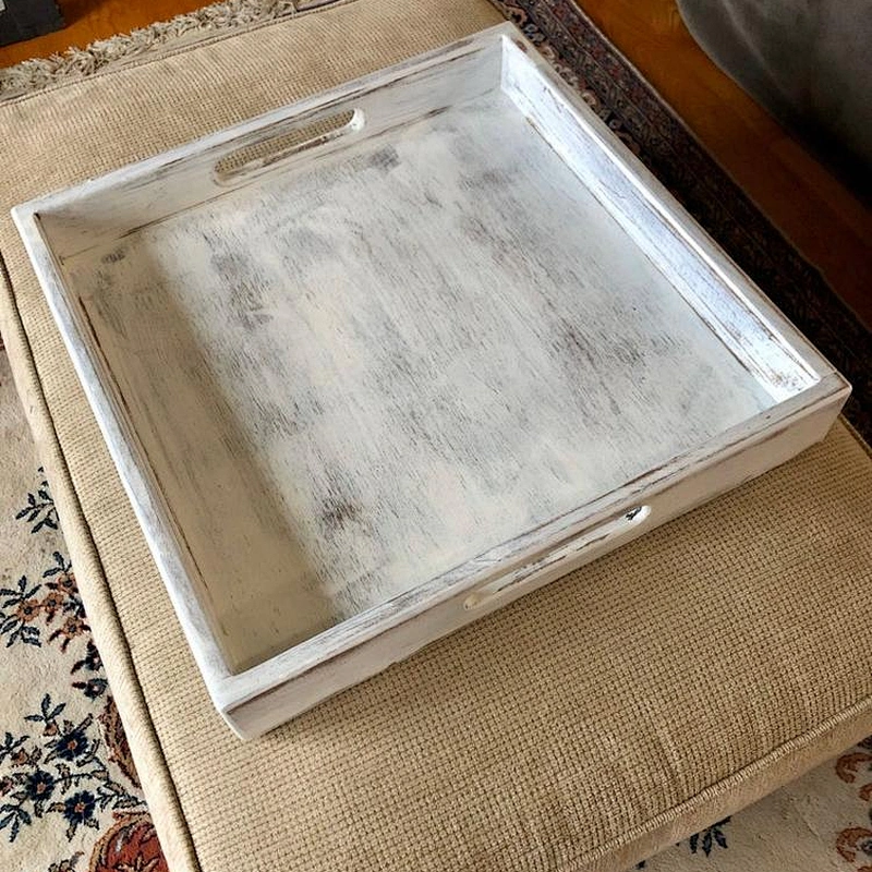 Rustic Country Wood Nesting Breakfast Serving Trays with Handles 2020