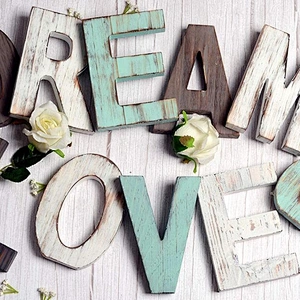 Rustic Wood Dream & Love Signs Home Decor  Freestanding Wooden Letters Cutouts for Home Decor| Multi-Color Wooden Signs