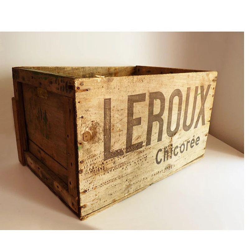 Rustic unfinished personalized wholesale handiwork customized Old wooden crates  chicory Leroux wooden boxcrate