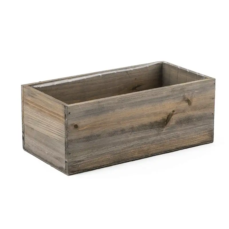 Rustic Farmhouse Wood Planter Box With Plastic Liner