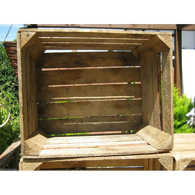 Rustic personalized customized Home decoration unfinished wholesale cheaper big 3 x Vintage Rustic European Wooden Apple Crates