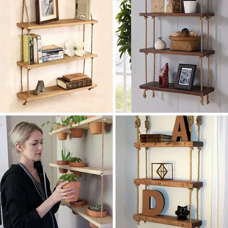 Organizer Wood Wall Shelf with Metal Shelf Shelf Floating Shelves for Kitchen Bathroom
