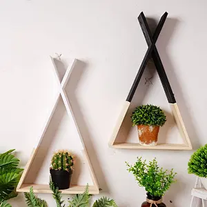 1pcs Nordic Wooden Triangle Shelf Wall Hanging Display Storage Rack Crafts DIY Baby Room Home Decoration Accessories