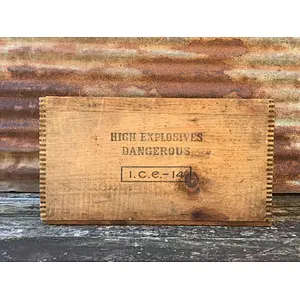 Rustic antique square uncapped dynamite box