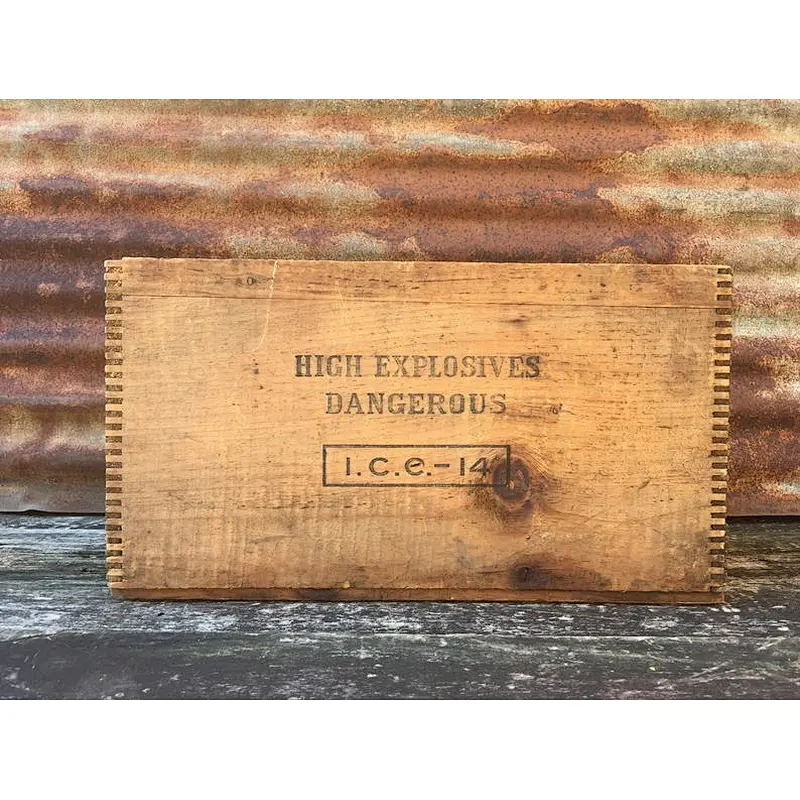 Rustic antique square uncapped dynamite box