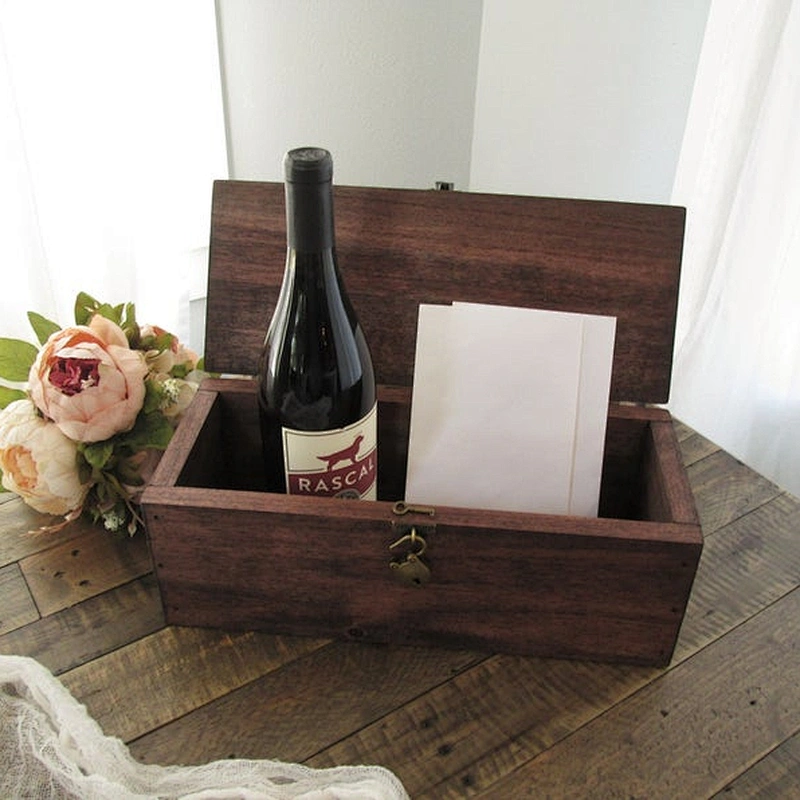 Personalized rustic wooden wine box