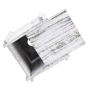 Tissue Box Cover Square Tissue Holder Wooden Rustic Torched Bathroom Facial Tissue Dispenser With Slide-Out Bottom Panel