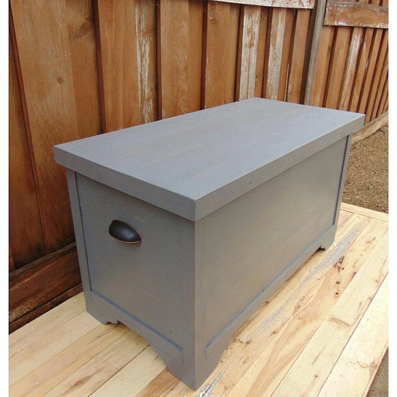 Gray hope chest, gray toy box, rustic blanket chest for foot of bed, storage trunk, 34