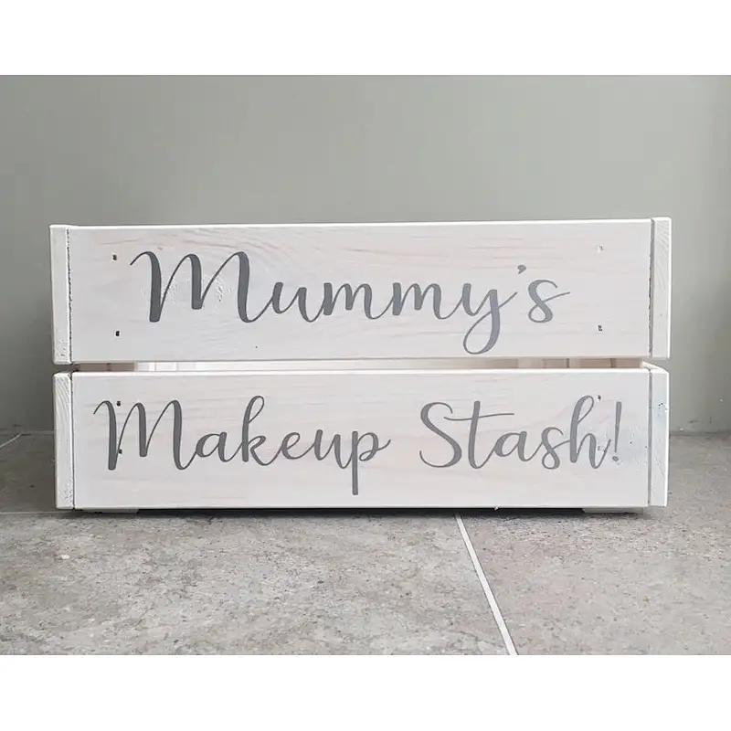 Makeup Storage  Wooden Crate Box