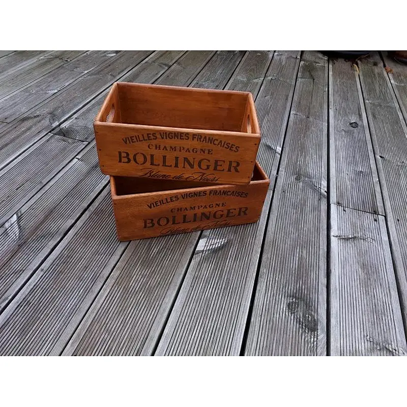 Vintage Bollinger Champagne Wooden Handcrafted Rustic Storage Box