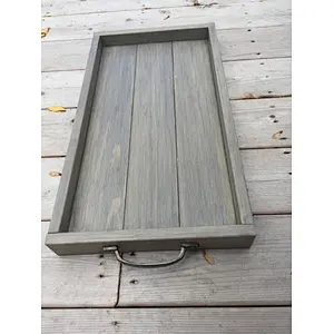 Rustic Wooden Serving Tray  Farmhouse Home Decor Rustic Ottoman Tray