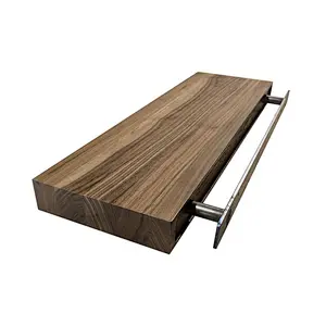 Cheap customized  Walnut Floating Shelf big TV The kitchen storage rustic home decoration  hide   wooden wall shelf