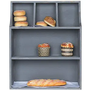 Rustic Grey Wood Bakery Countertop Display Stand