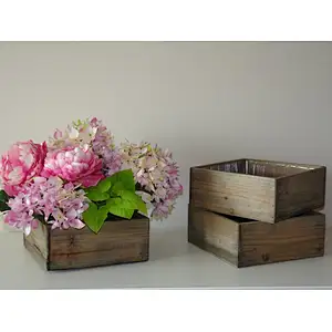 Artifical Desk Office Wood Planter Box with plastic liner flower pot