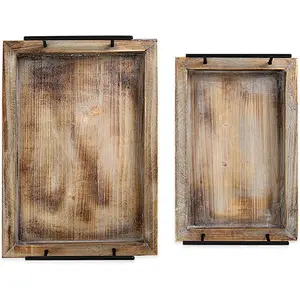 Wooden food tray with handle