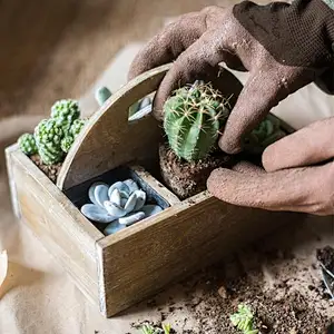 RusticReach Wooden box basket with Carry Handle-Wooden Planter Box