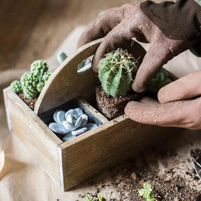 RusticReach Wooden box basket with Carry Handle-Wooden Planter Box