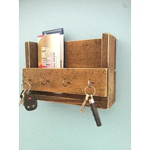 Rustic wood floating wall shelves book shelf wooden wall mounted wall shelf with hooks