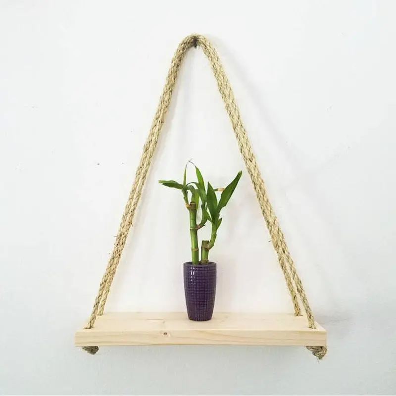 Triangle Hanging Shelf.Wall Decor.Rope Shelf.Knick Knack Shelf Rustic Home Decor.Dorm Room Decor