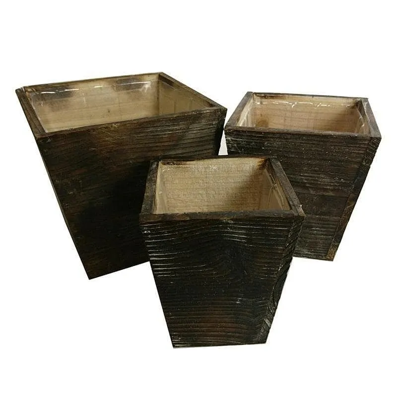 Wood Planter Boxes Wedding Centerpiece | Set of 3 Contemporary square wood pot planter