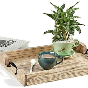 Large wooden meal tray handle, country tray for coffee table, breakfast home decorative tray, bar