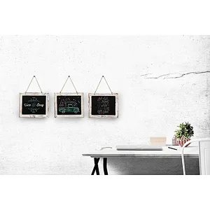 Rustic Barnwood Wall Mounted Hanging Chalkboard Sign Made from Distressed Wood & Rope Hanger 24*20cm Wooden Hanging Chalk Sign