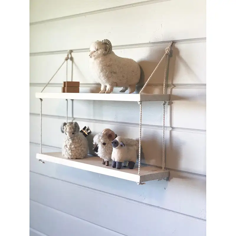 Nursery shelf  nursery decor floating shelf  hanging shelves   wood home decor  modern decor rope shelf