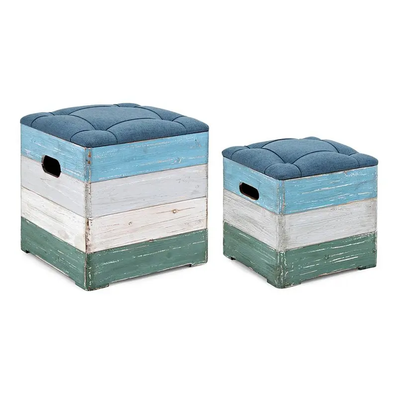 Small Wood Holder Wood Crate Box Wite Seat  For Gift Office   - Set of 2