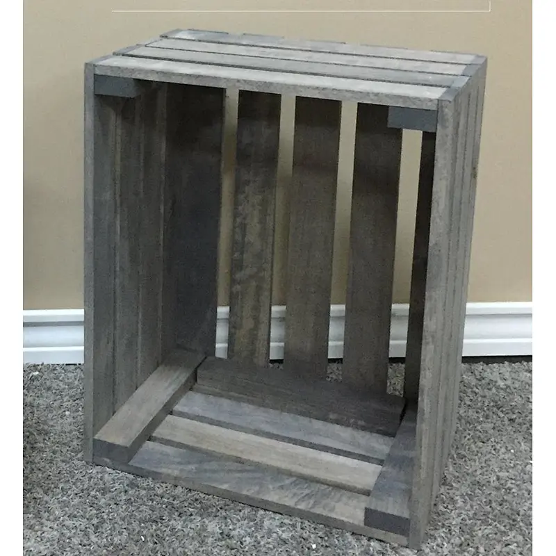 Antique Gray Stained Rustic Wood Crate-Elemantries Keeper & Mover | Fruits & Vegetables